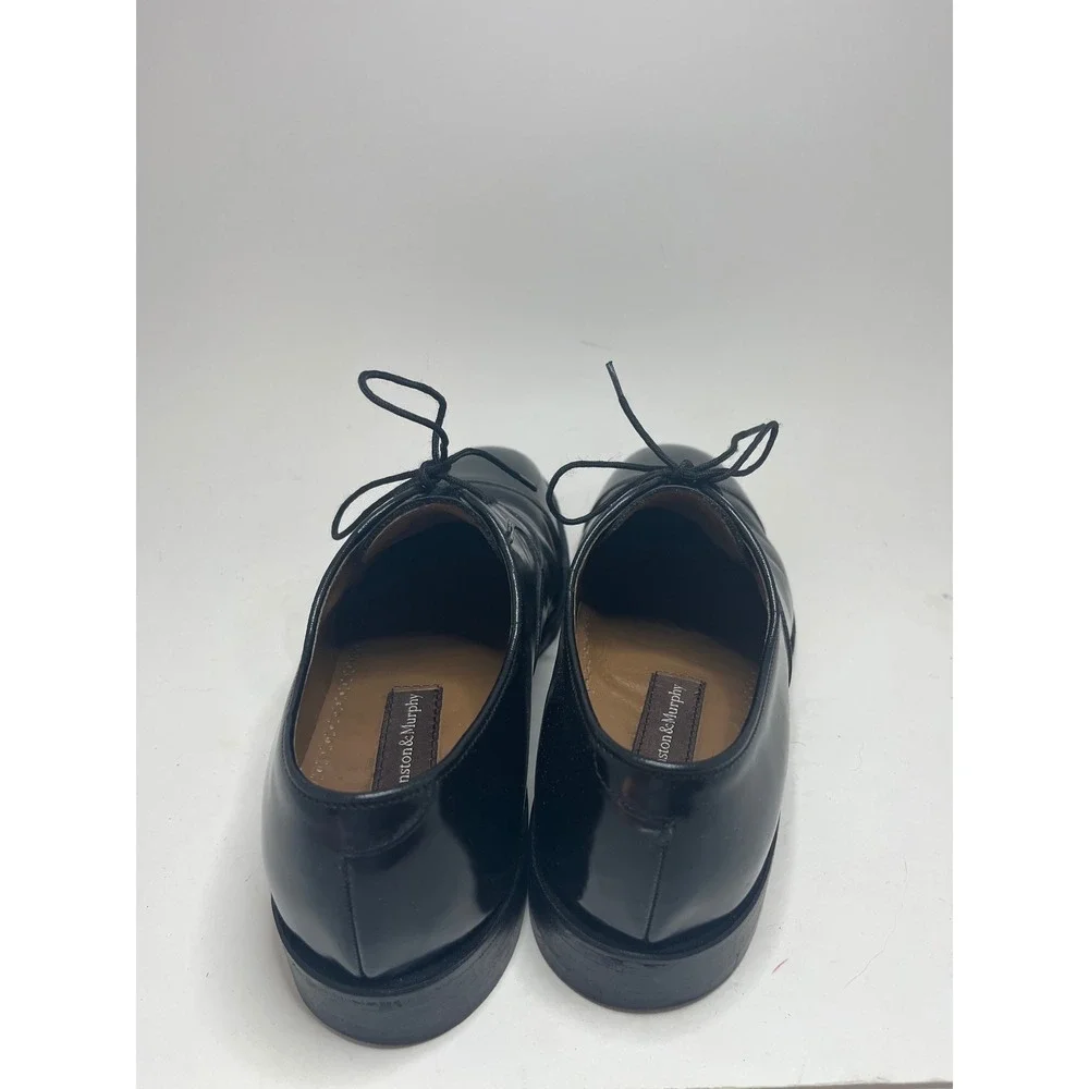Johnston & Murphy Men's Dress Shoes 7 Black Cap Toe Lace Up Leather Oxfords